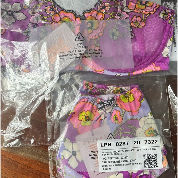 SOLD MICHELLE Savage X Fenty Juicy Purple Flower Poppy Print Mod Poppy Bra & Ta - Picture 11 of 11
